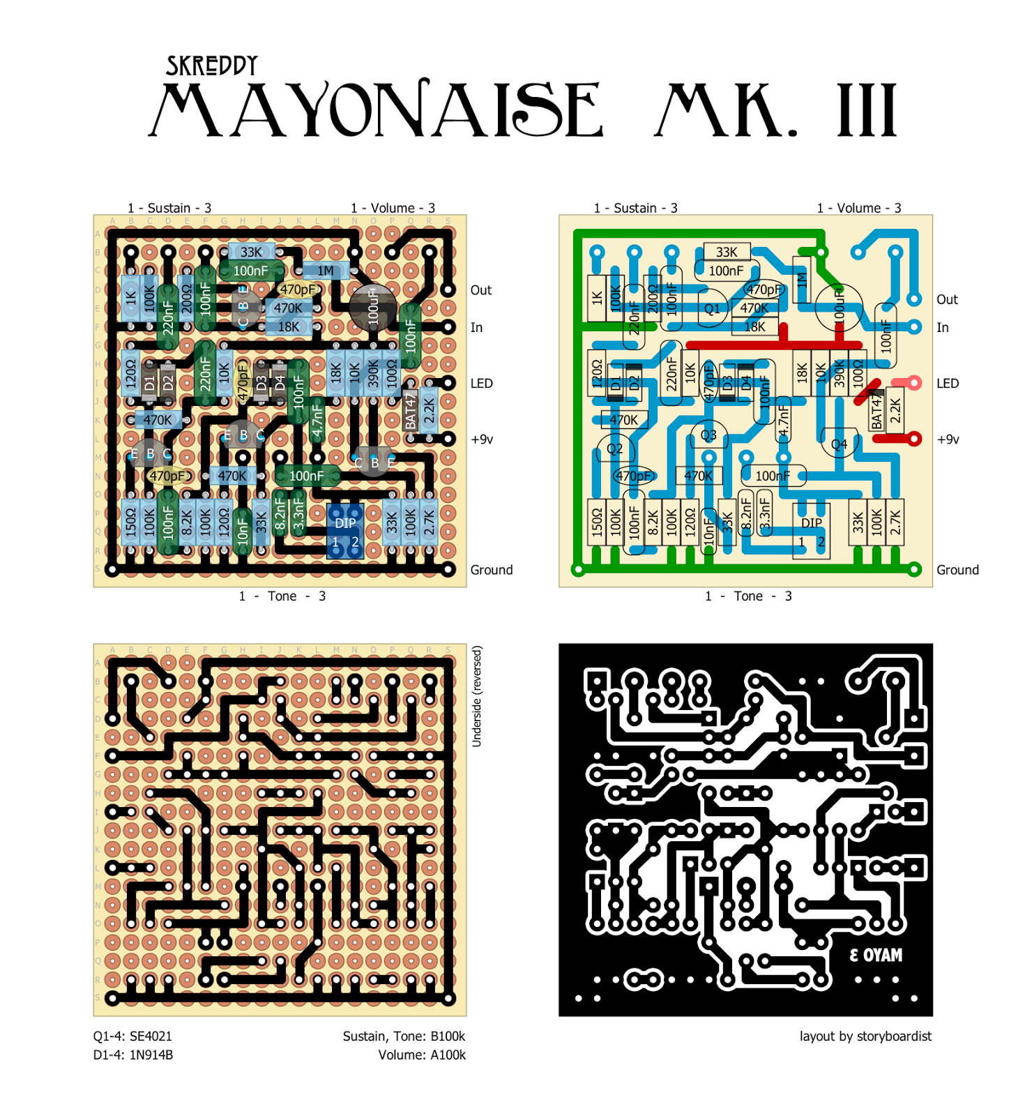 Perf and PCB Effects Layouts: Skreddy Mayonaise MkIII